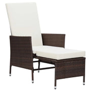 Sedia da Giardino | Sedie da Esterno Reclinabile con Cuscino in Polyrattan Marrone