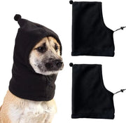 Due pezzi di cappello per cani in flanella leopardo - Calda pettinatura invernale per cani - Accessori carini - Natale - Collo orecchie copri - Copri collo caldo - Sciarpa calda - Cappuccio per cani rilassante - Adatto per cani piccoli, medi e grandi