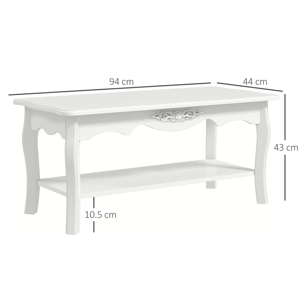 Tavolino da salotto in legno ¨C Minimal ¨C 94x44x43cm, bianco