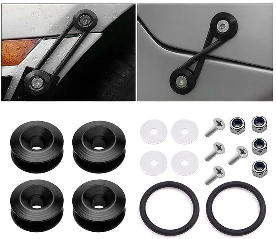 Fissaggio Bumper Universale - 4 Pezzi - Nero - Fissaggio Bumper in Metallo - Spatbord Serratura Rapida