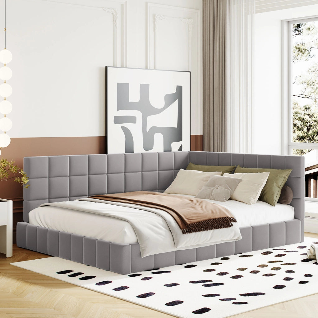 Divano letto 140x200 cm; stile classico; tessuto; grigio (Senza materasso)