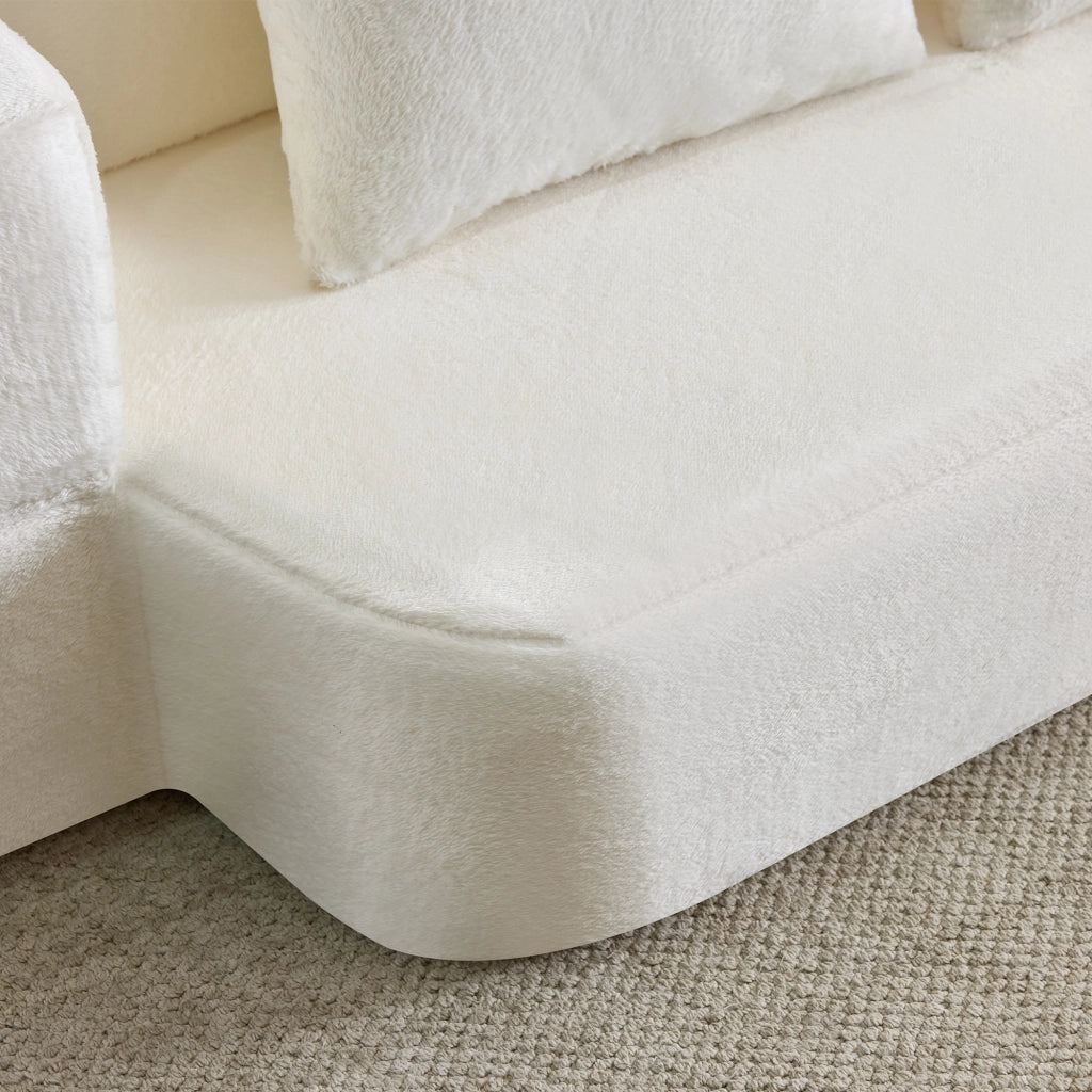 Divano convertibile a due posti in schiuma con supporto ergonomico e cuscini, bianco senza montaggio 31 × 31 × 110 cm