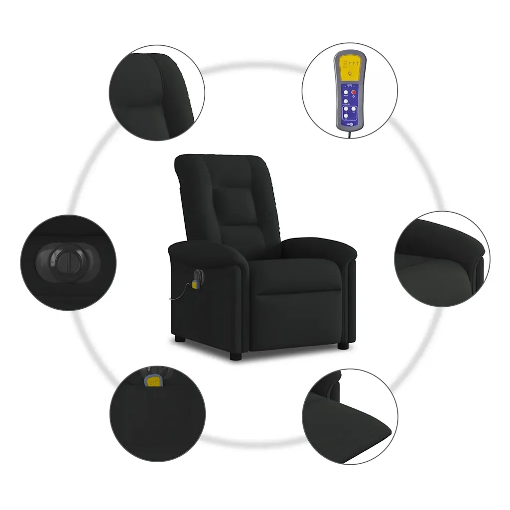 Poltrona Massaggiante Reclinabile Elettrica Nera in Tessuto 3303246