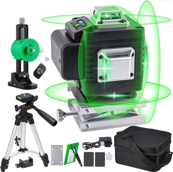 Livello Laser 4D 360 Gradi con Comando a Radio a Distanza - Livellazione Automatica e Batteria Ricaricabile - Strumento Preciso per Applicazioni di Pavimento e Parete