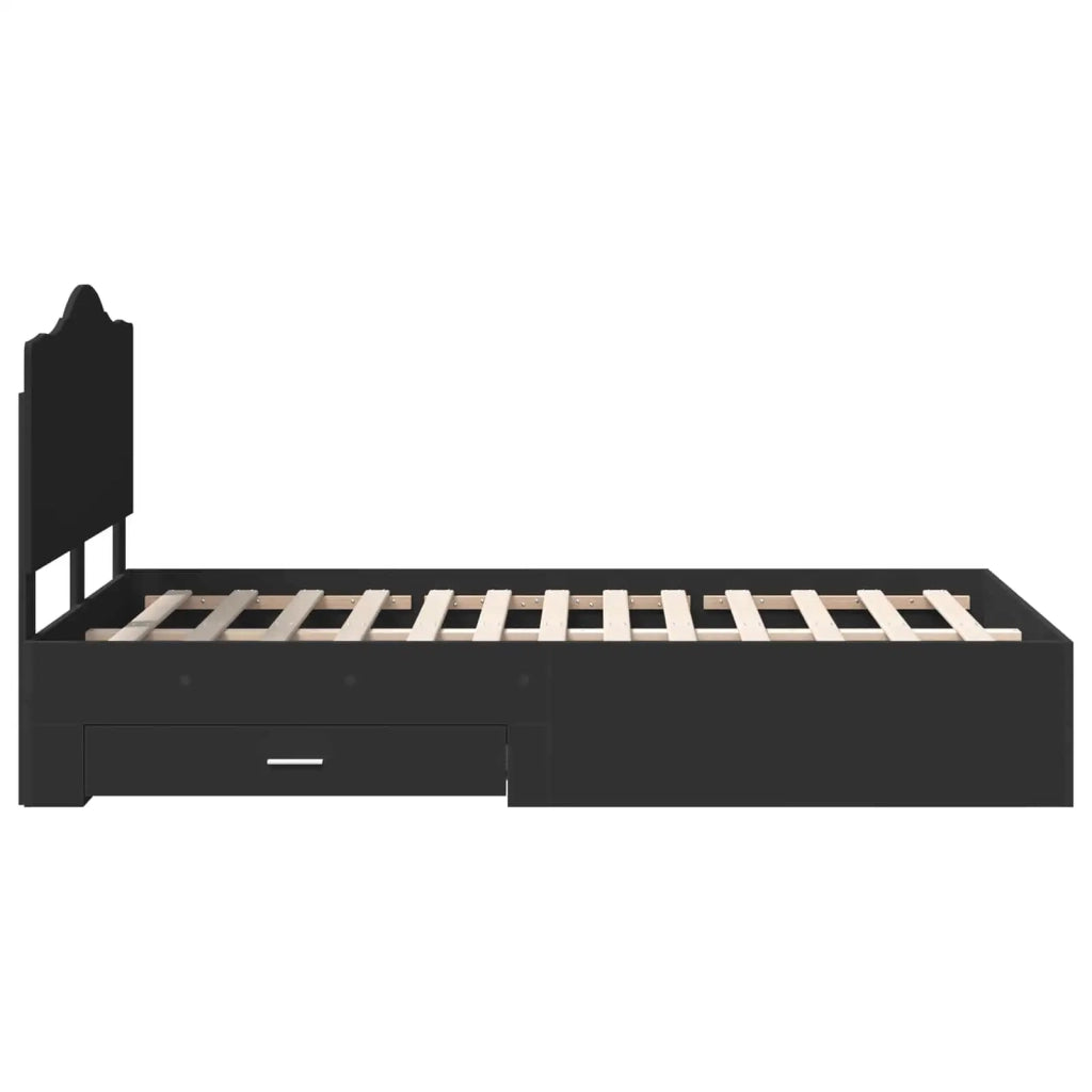 Struttura del letto-Giroletto Nero 135 x 190 cm Legno multistrato 208662
