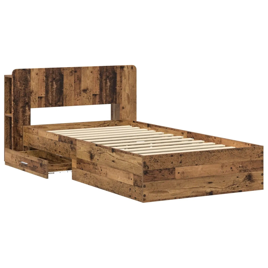 Telaio del letto con storage Legno antico 100 x 200 cm