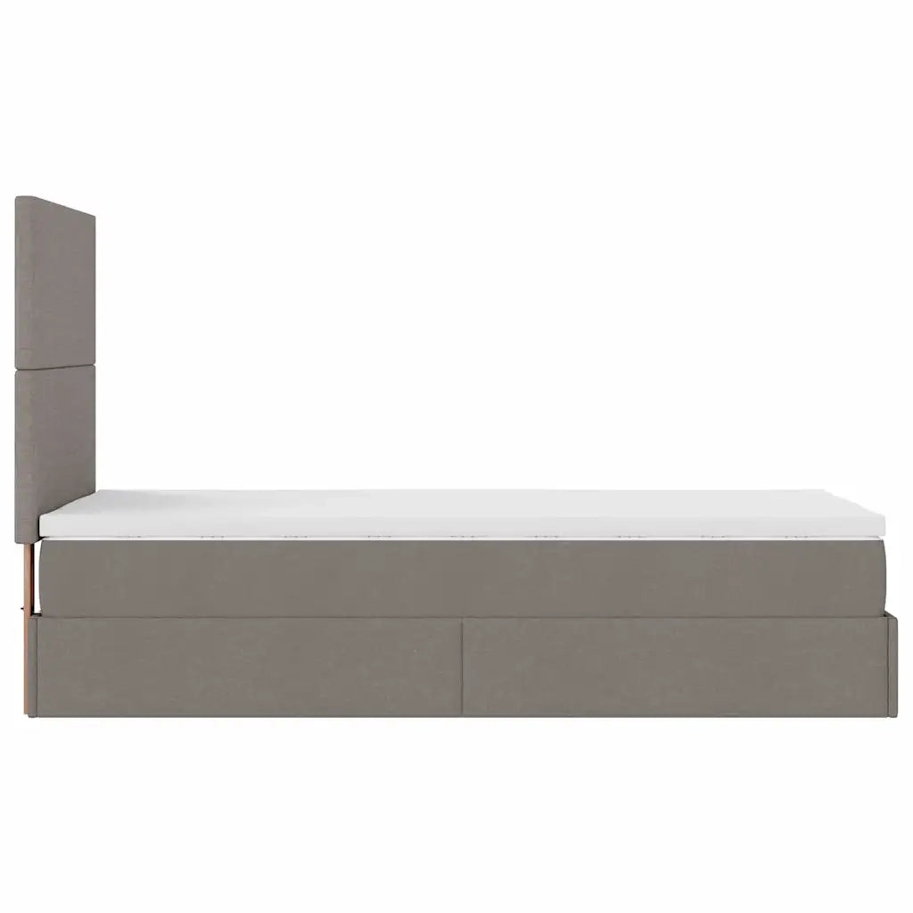 Struttura Letto Pouf con Materasso Tortora 80x200 cm in Tessuto