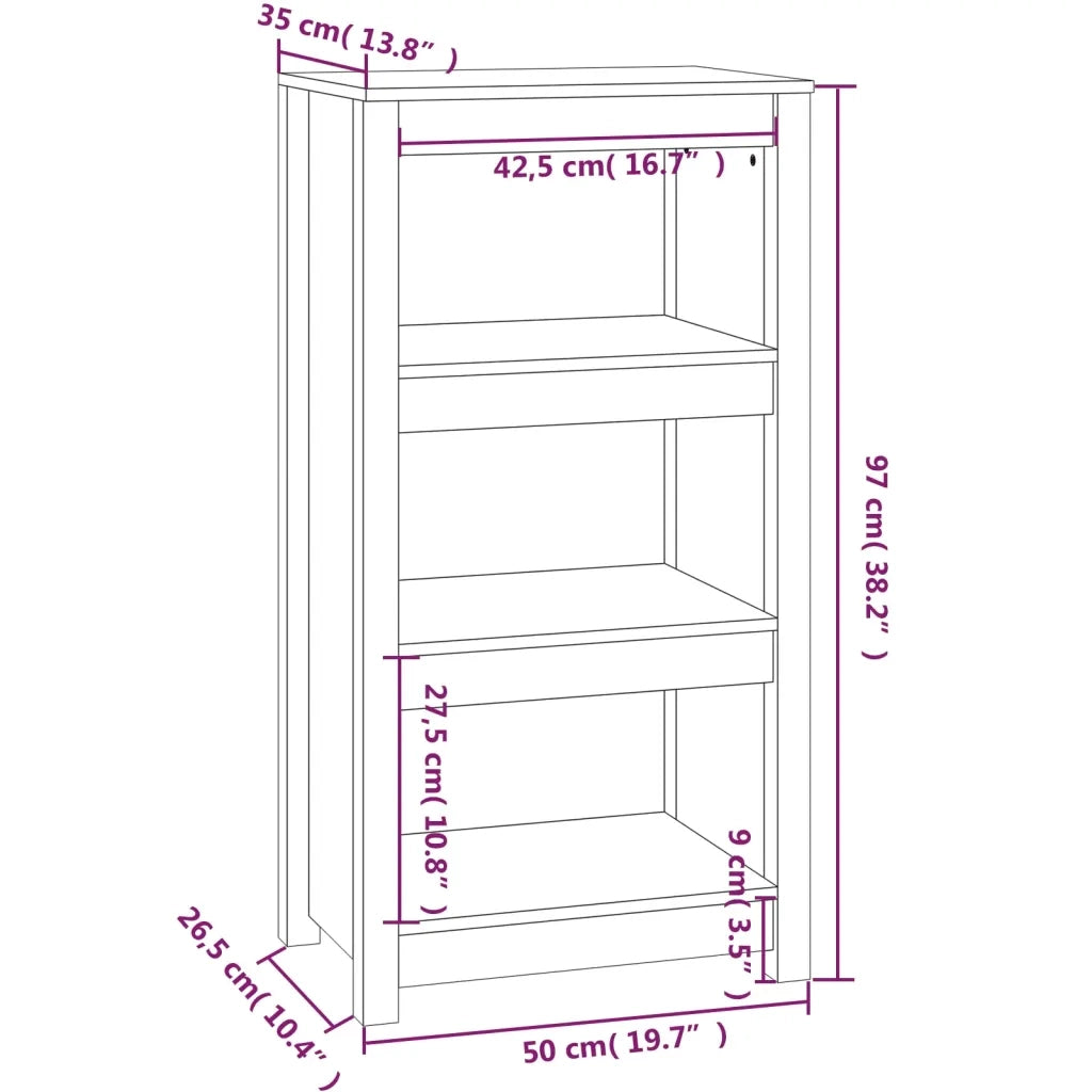 Libreria-Scaffale per Libri-Mobile di Stoccaggio Grigia 50x35x97 cm in Legno Massello di Pino