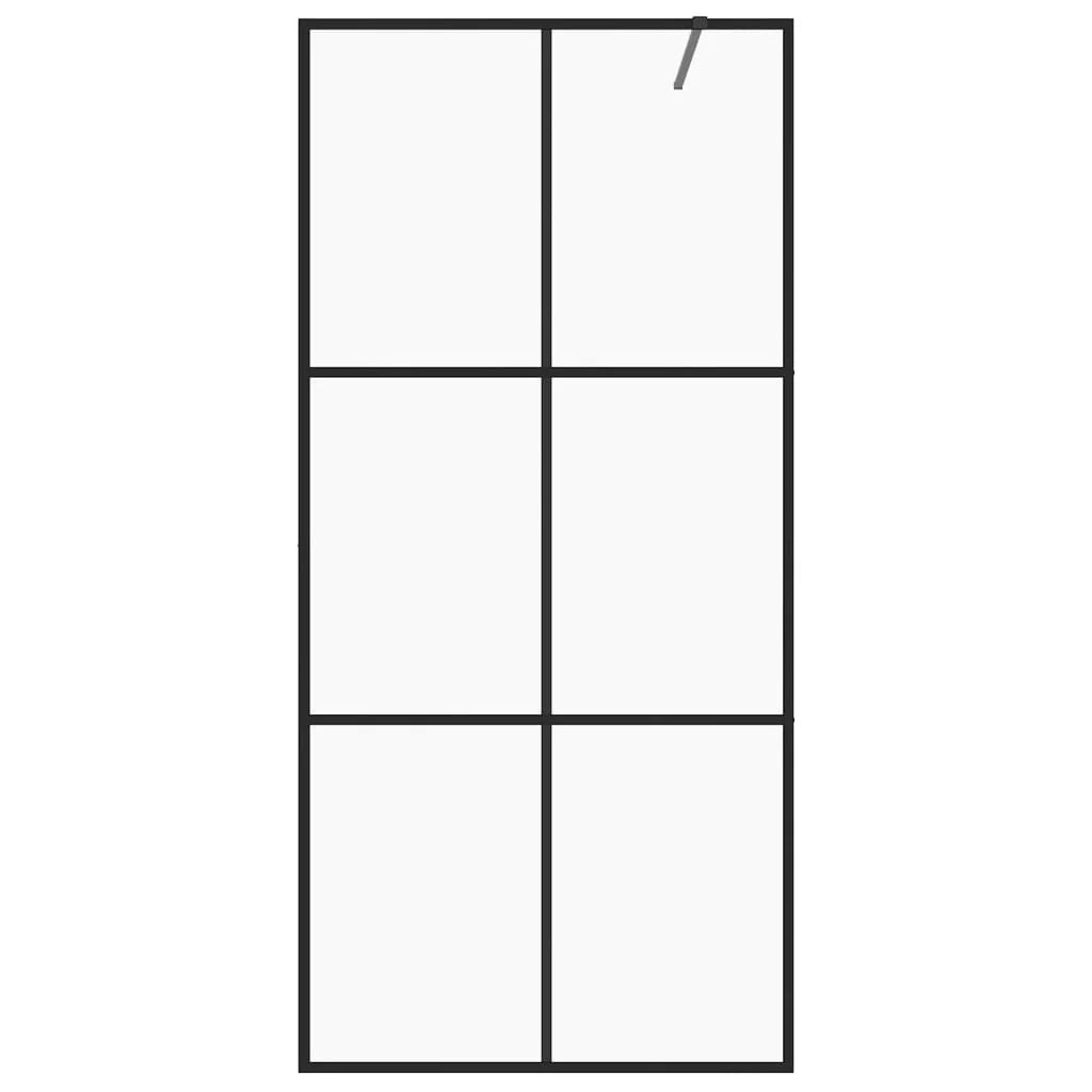 Parete doccia con vetro divisorio per vasca accessorio da bagno box doccia arredamento per la casa ESG trasparente 80 x 195 cm nero 02_0002144