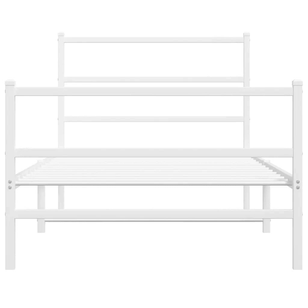 Giroletto con Testiera e Pediera Metallo Bianco 107x203 cm 355428