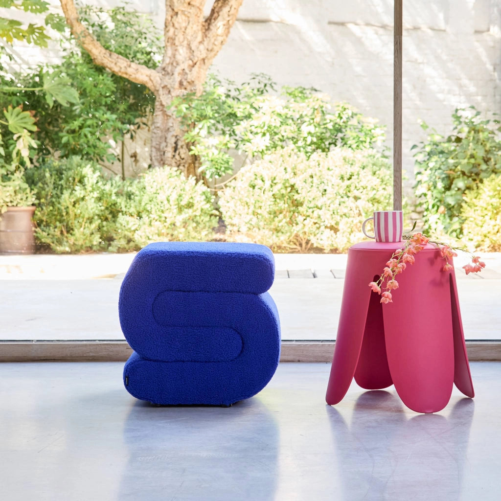 Pouf in bouclé, blu