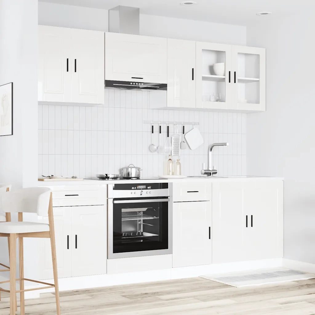 Set Mobili da Cucina 8 pz Kalmar Bianchi Lucido in Truciolato 3314823