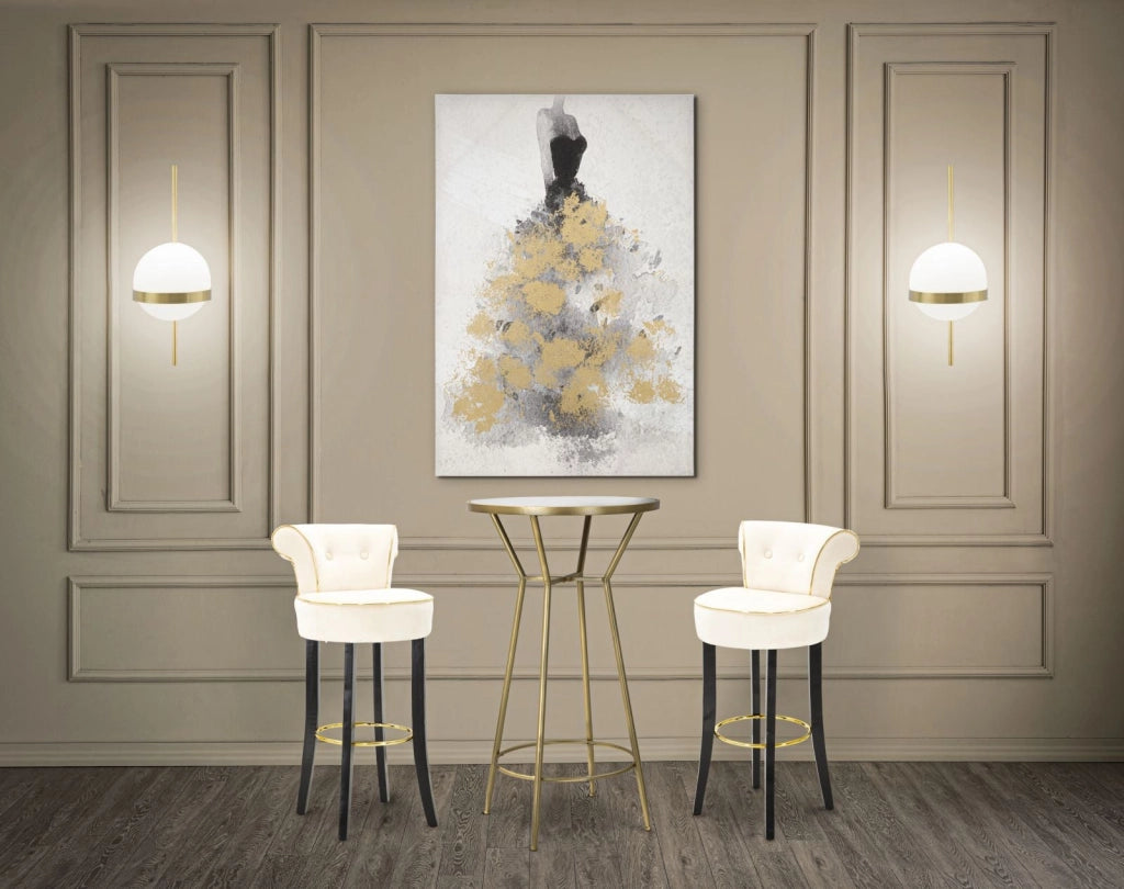 Sgabello Bar Luxy Crema 46x48x96 cm in Legno e Plastica