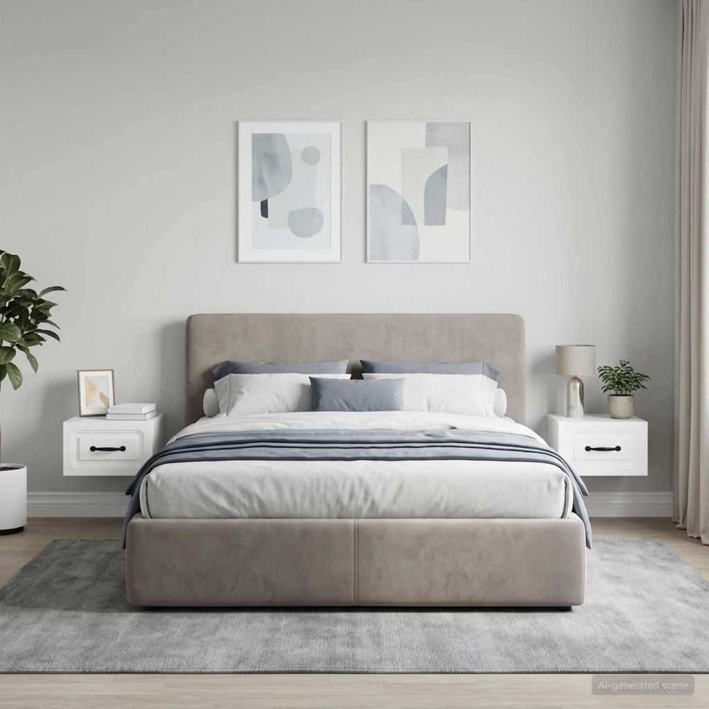 Mobiletto da notte a muro 2 pz Bianco Lucido 34,5 x 33 x 20 cm 899284