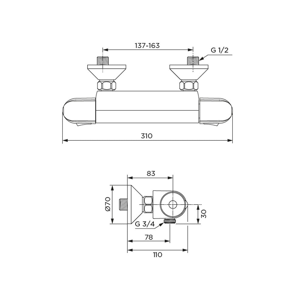Miscelatore termostatico serie idrotherm, ideal standard, cromato