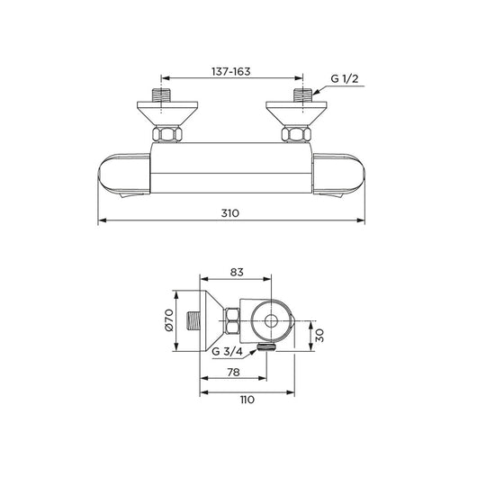 Miscelatore termostatico serie idrotherm, ideal standard, cromato