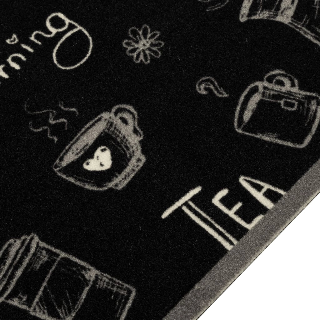 Tappetino da cucina lavabile con stampa elegante 180 x 60 cm antiscivolo flessibile velluto nero 02_0056424
