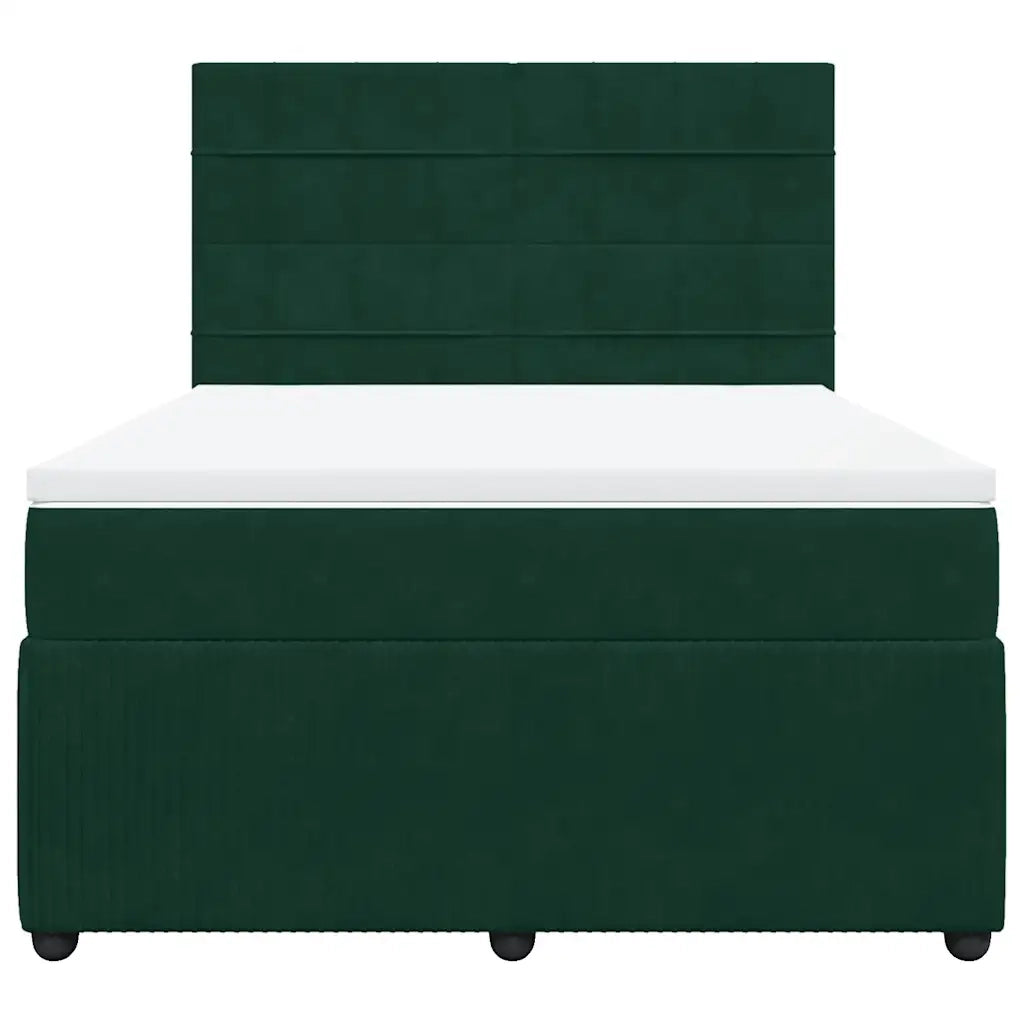 Giroletto a Molle con Materasso Verde Scuro 140x190 cm Velluto