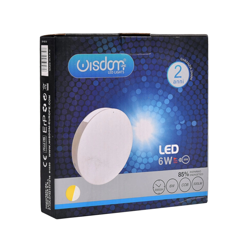 APPLIQUE LED 6W SLIM TONDA BI-EMISSIONE A LUCE NATURALE 4000K° - DESIGN MODERNO IDEALE PER AMBIENTI VERSATILI