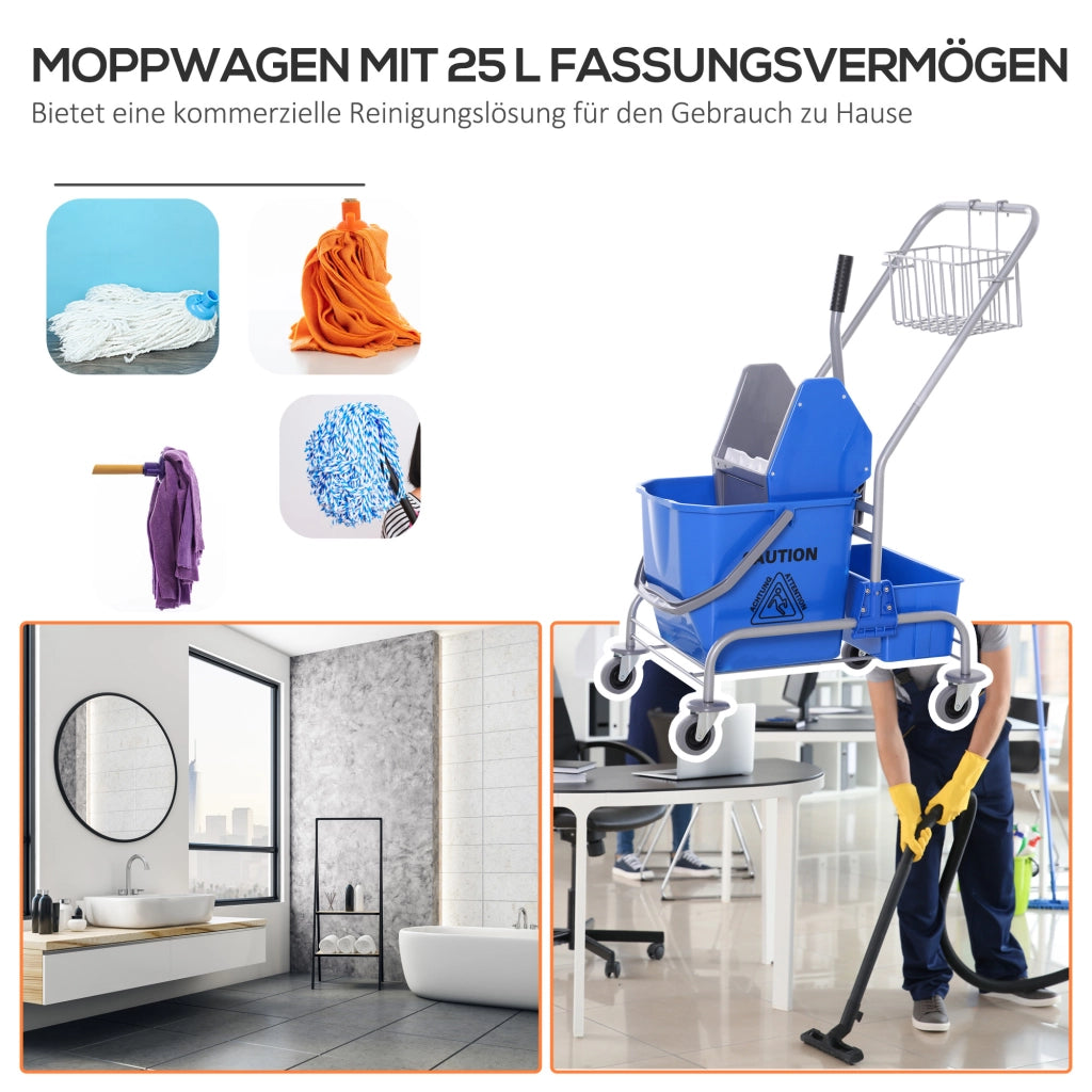 Carrello pulizie professionale ¨C Xylo ¨C 25L con 4 ruote blu