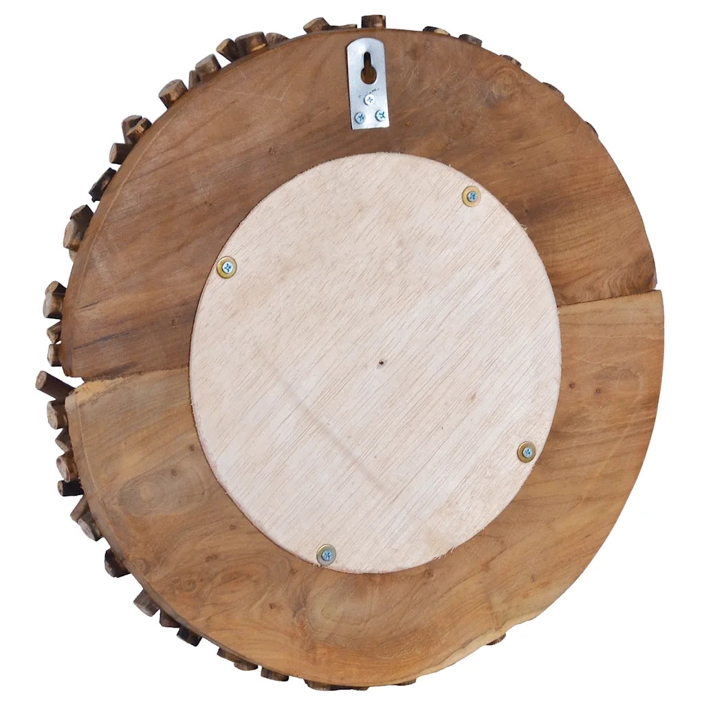 Specchio da Parete 40 cm in Legno di Teak Rotondo 288801