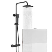 Colonna doccia con miscelatore termostatico, saliscendi doccia tondo regolabile 72-120cm, nero