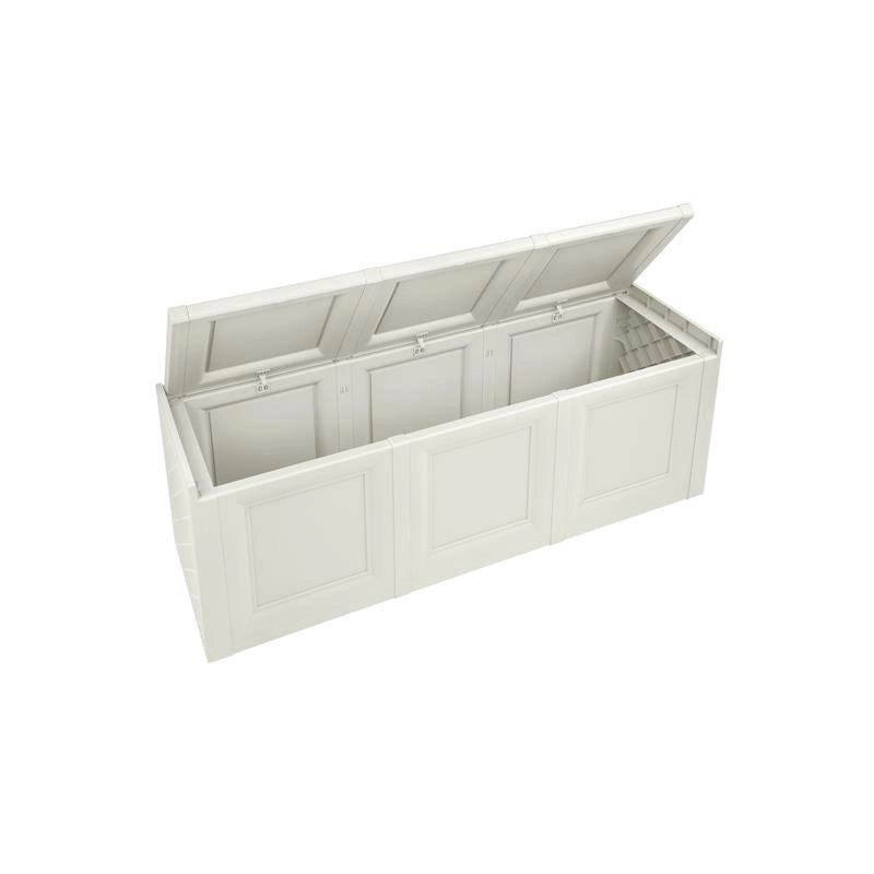 BAULE 3 MODULI ANGORA 125X40X42 CM – CONTENITORE DA ESTERNO COPERTO MULTIUSO PER BALCONE, TERRAZZO E GIARDINO