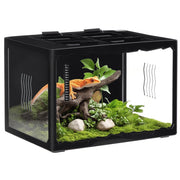 Terrario per Tartarughe di Terra e Rettili con Termometro 18-34¡æ, 60x40x40.5 cm, Nero