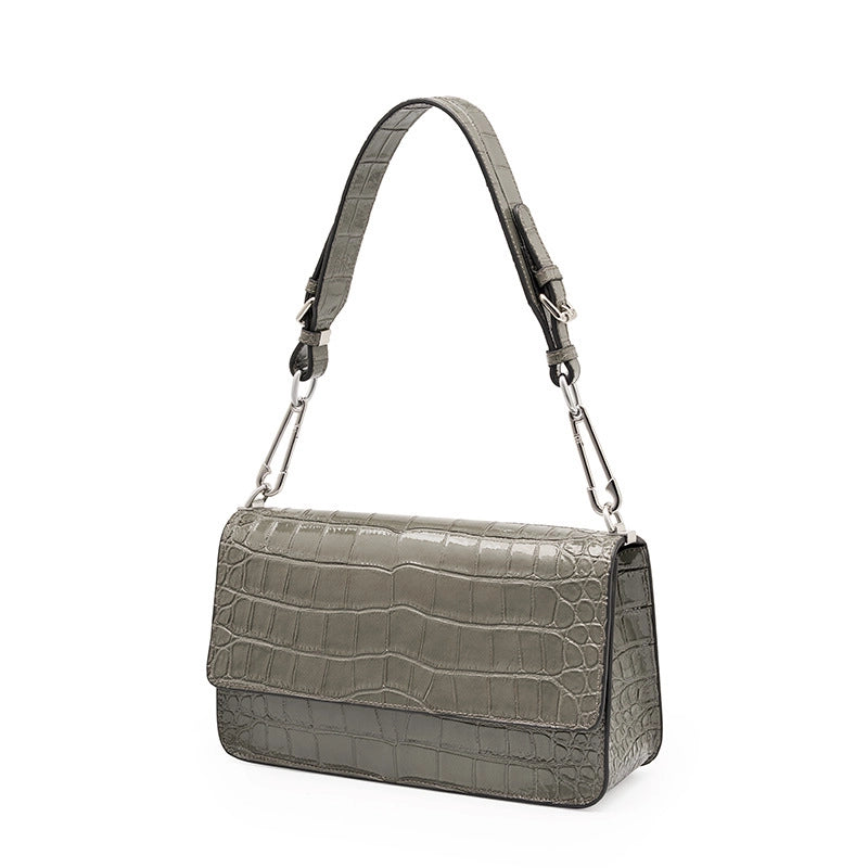 Borsa da donna in vera pelle, borsa da spiaggia, borsa a tracolla semplice, grigia