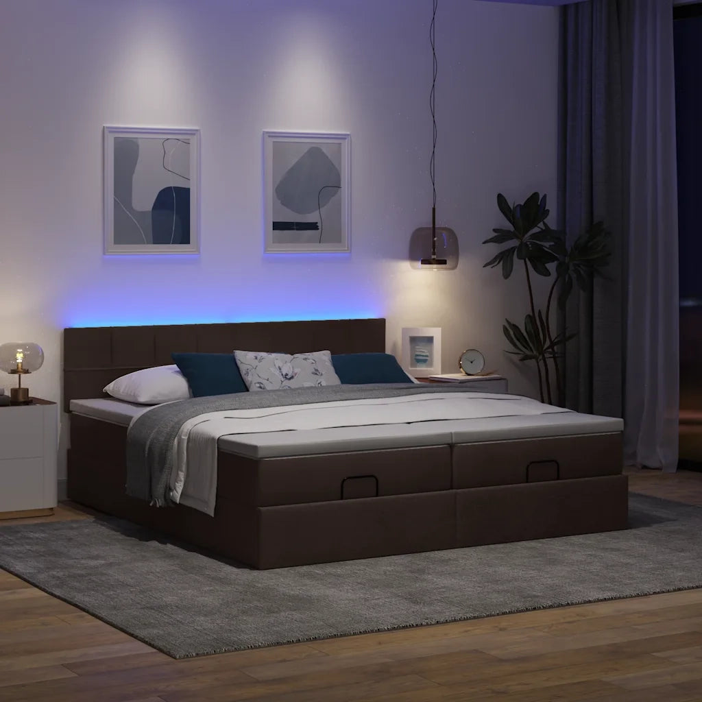 Struttura Letto Pouf con Materassi 200x200 cm in Tessuto 3312853