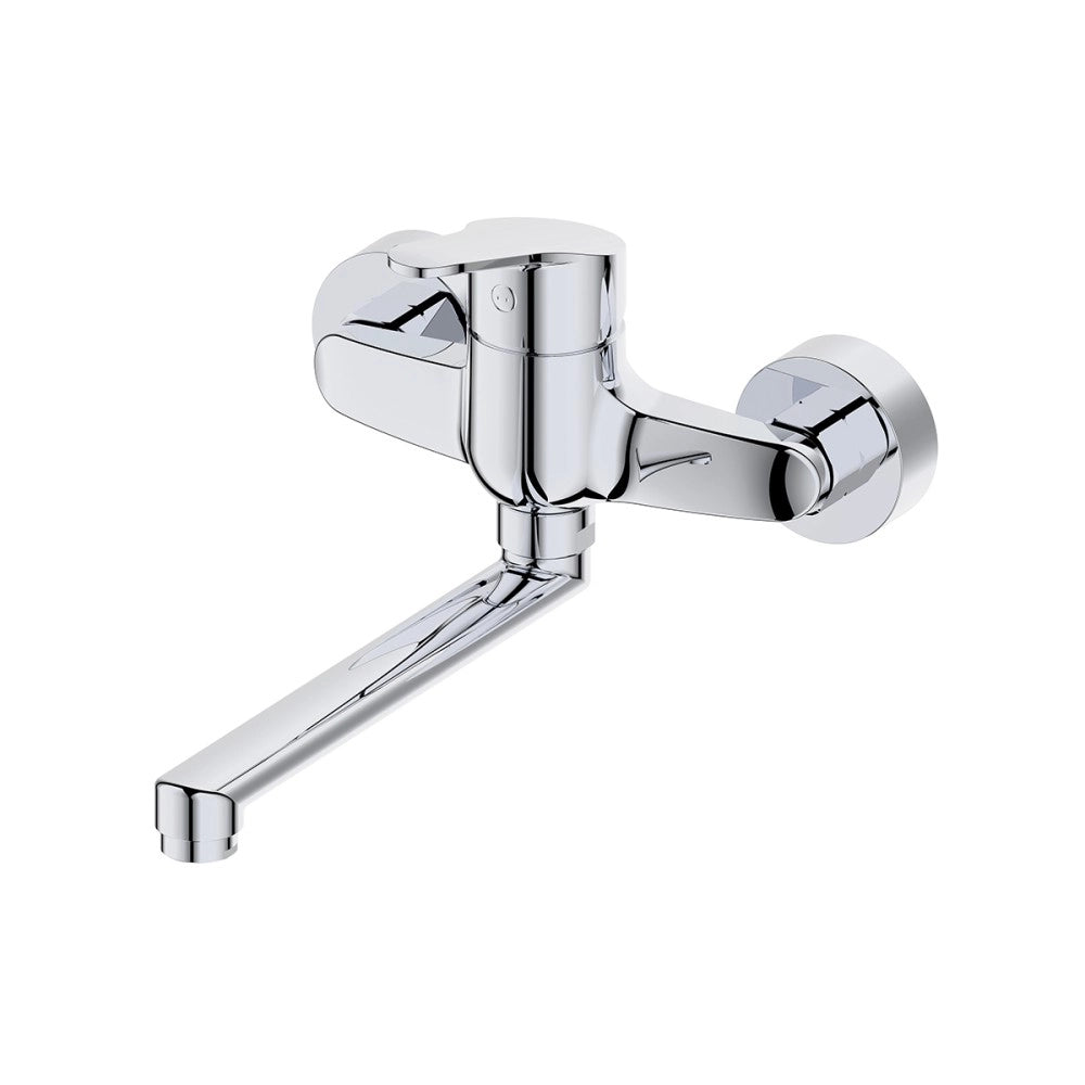 Tecom serie timeless miscelatore per lavello monocomando a muro finitura cromata lucida