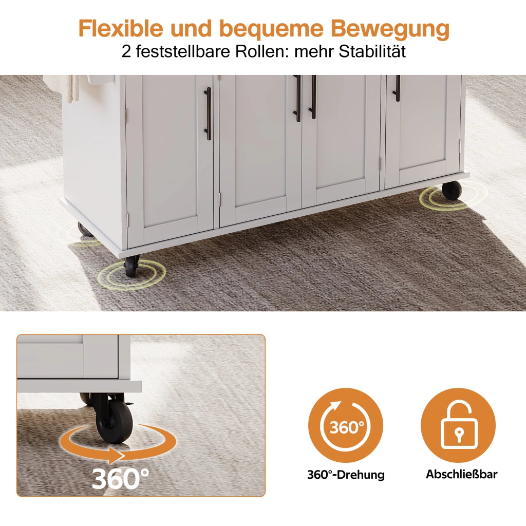 CARRELLO Cucina con piano estensibile 136x70x92 cm Bianco/Naturale MDF