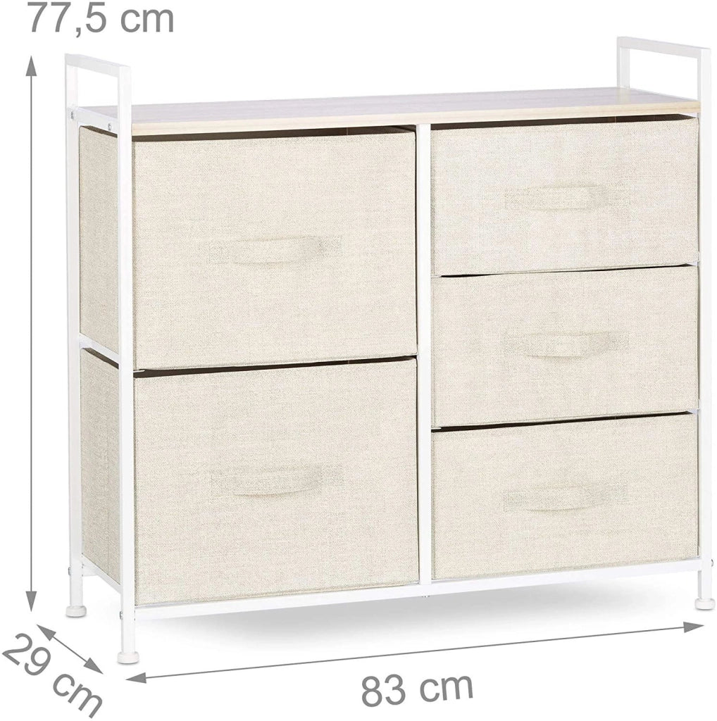 Cassettiera mobile contenitore mensola con cassetti tessuto beige 13_0002582_5