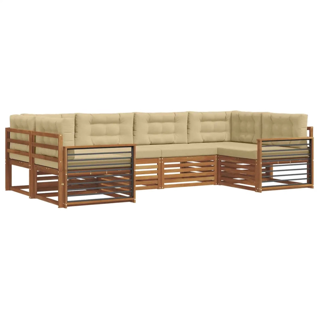 Set di divani da esterno con cuscino 6 pcs Naturale e Beige