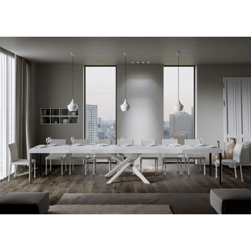 Tavolo allungabile 200/460x90 cm Volantis Premium telaio Bianche - Bianco Frassino