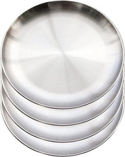 Set di Piatti in Acciaio Inossidabile da Servire da 4 - Piatti Duraturi e Riciclabili per Cucina, Campeggio e Feste