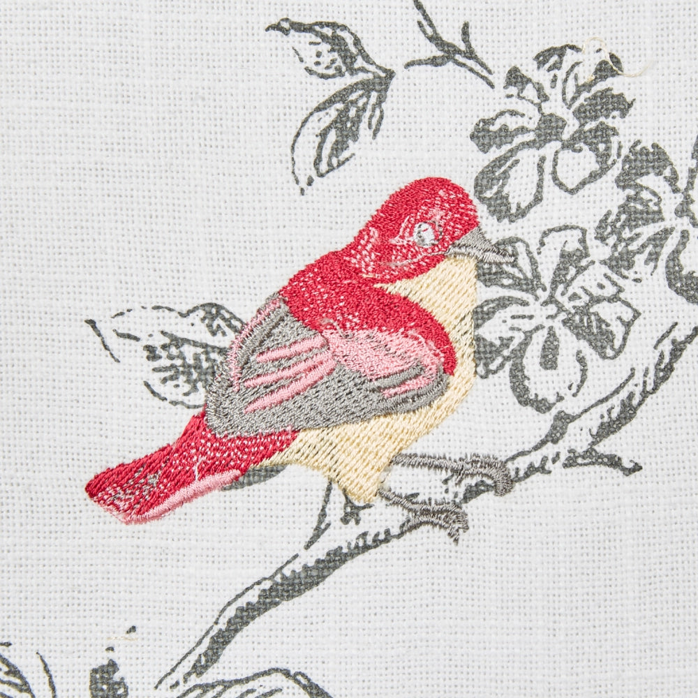 Cuscino in cotone ricamato con motivo di uccelli 45 x 45 cm Bianco camera da letto soggiorno
