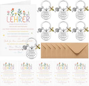 Set di chiavi da regalo - 6 hanger per chiavi con hanger per miele - biglietti di ringraziamento per insegnanti - buste - in acciaio inossidabile - pratica e elegante
