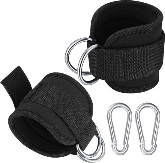 Cavo di traino con anello D - 2 manici di traino con cinghie - ganci di carabina - aiuto di traino per fitness - allenamento delle gambe - corda di traino