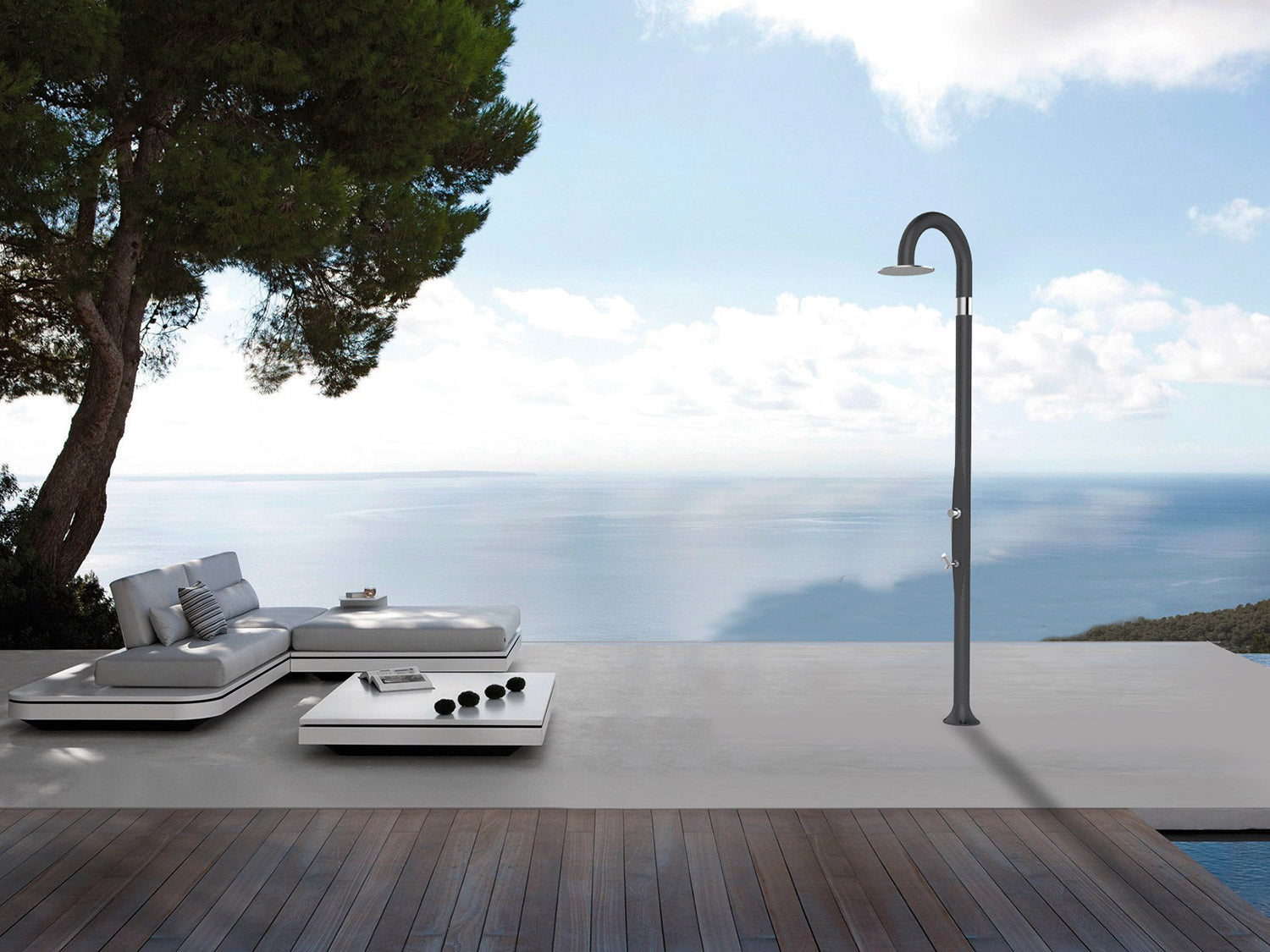 Doccia da Esterno Giardino Miscelatore e Lavapiedi Arkema Funny Yin Dove Grey