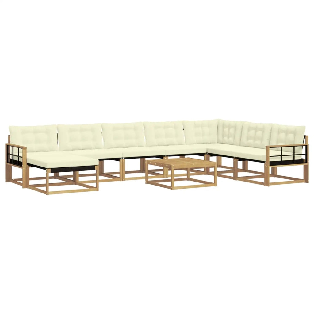 Set di divani da esterno 9 pcs Bianco e Crema 79 x 79 x 37 cm