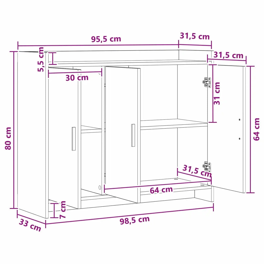Credenza Bianco 98,5 x 33 x 80 cm Legno ingegnerizzato 8011123