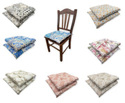 Set 2 Pezzi Cucini per Sedie Cucina Giardino in Cotone a 4 Punti Vari Decori