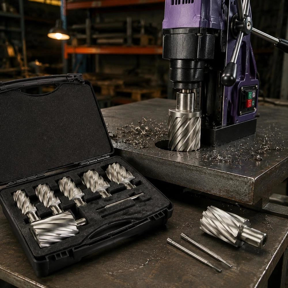 6-piece Metal Core Drill Set, 50.8 Mm Cutting Depth, Ring Cutter Set Made Of M2AL High-speed Steel, Accessories For Magnetic Drilling Machines