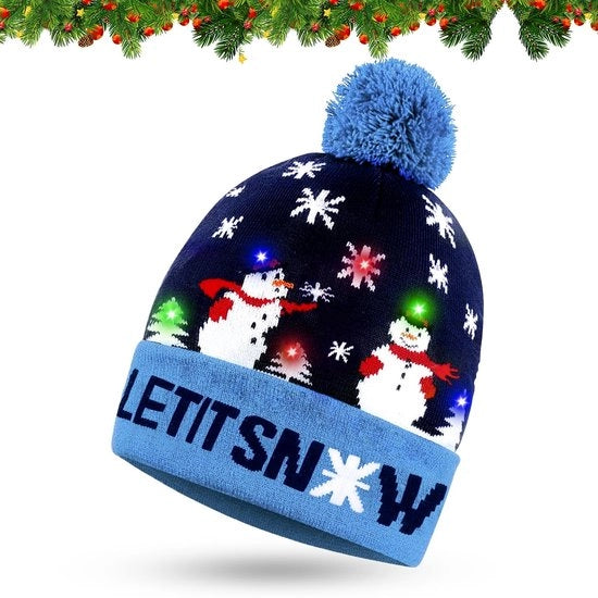 Cappuccio LED per Natale - Cappuccio da Natale - Adatto a tutti - Unico modello - Cappuccio invernale - Illuminato per un'atmosfera festiva - Adatto per bambini...