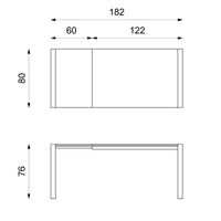 Tavolo Allungabile 122/182x80x76 cm in Metallo con Top in Vetro Grigio