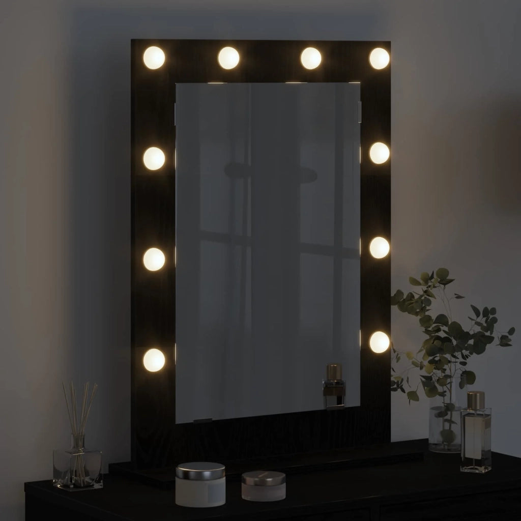 Specchio da Vanità Rettangolare Rovere Nero 70 x 50 x 18 cm 868334