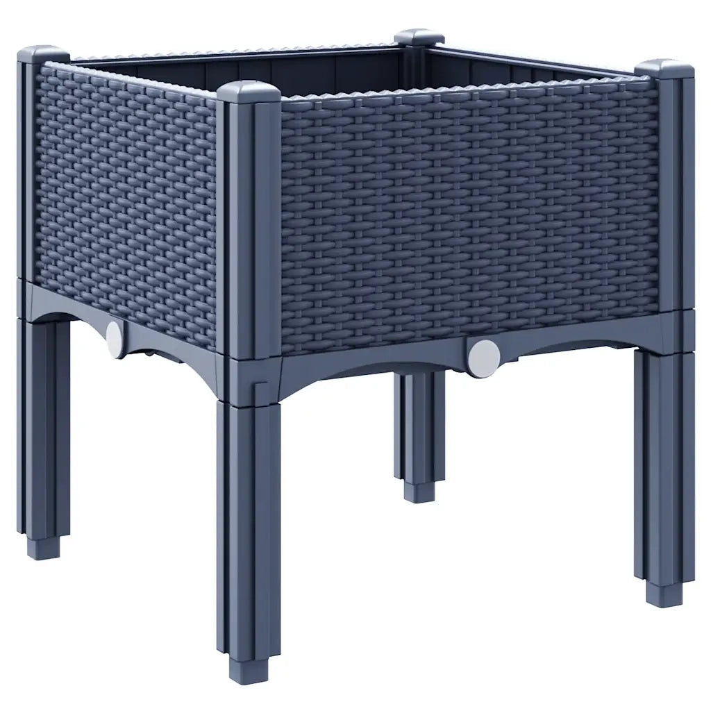 Fioriera | Cassetta per fiori | Vaso da Giardino con Gambe Grigio Blu 40x40x42 cm in PP