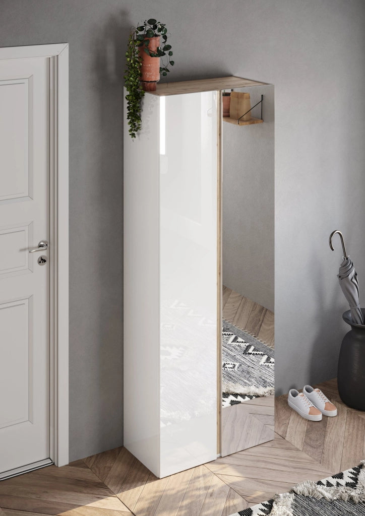 Gradoli, Armadio Multiuso 2 Ante 8 Ripiani, 70x185h cm Bianco Lucido