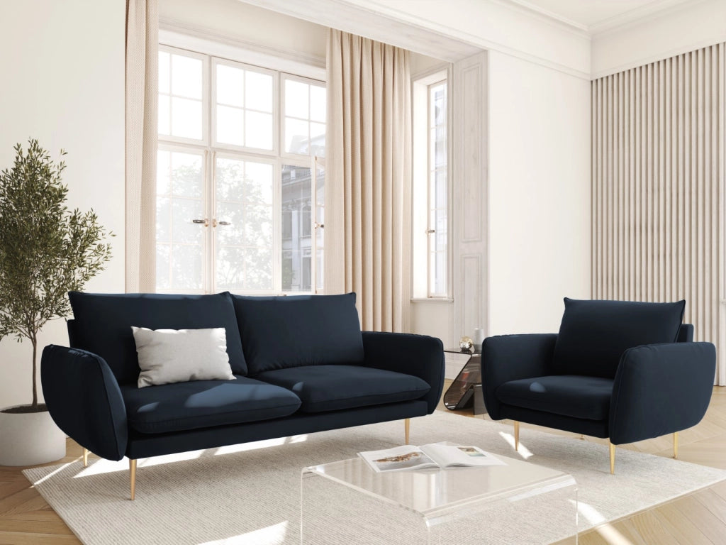 Cosmopolitan Design - Divano "Vienna" 2 posti in velluto blu scuro 